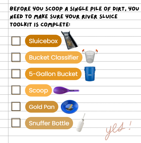 The Ultimate Beginner's Guide to River Sluicing (Digital Download & Printable Checklist)